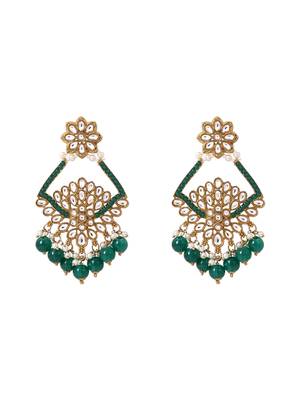 Traditional design handcrafted kundan & pearl earrings for women  1