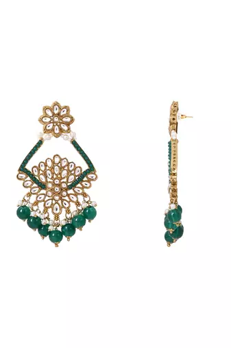 Traditional design handcrafted kundan & pearl earrings for women 