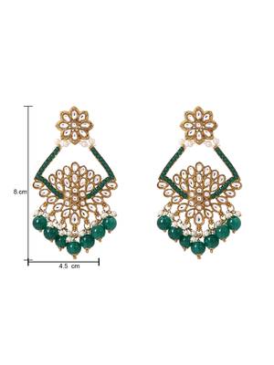 Traditional design handcrafted kundan & pearl earrings for women  4