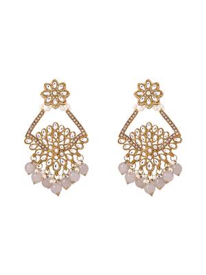 Traditional design handcrafted kundan & pearl earrings for women  2