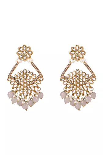 Traditional design handcrafted kundan & pearl earrings for women 
