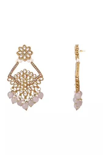 Traditional design handcrafted kundan & pearl earrings for women 