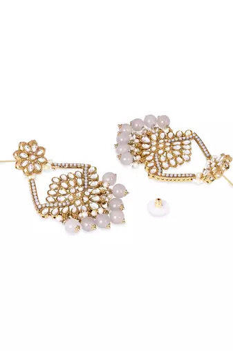 Traditional design handcrafted kundan & pearl earrings for women 