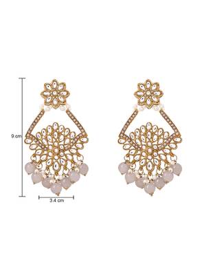 Traditional design handcrafted kundan & pearl earrings for women  5