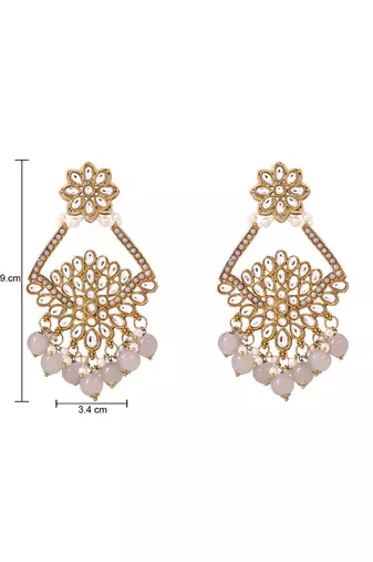 Traditional design handcrafted kundan & pearl earrings for women 