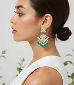 Traditional design handcrafted kundan & pearl earrings for women 