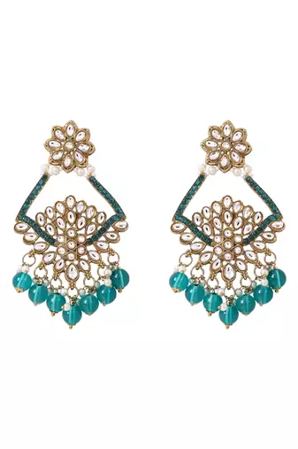 Traditional design handcrafted kundan & pearl earrings for women 