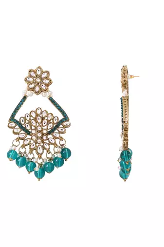Traditional design handcrafted kundan & pearl earrings for women 