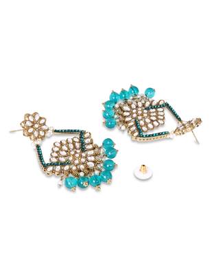 Traditional design handcrafted kundan & pearl earrings for women  4