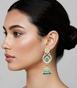 Traditional design handcrafted kundan & pearl earrings for women 