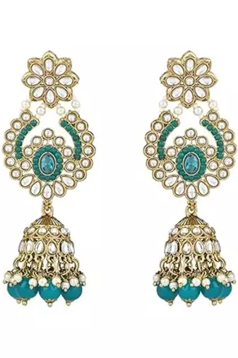 Traditional design handcrafted kundan & pearl earrings for women 