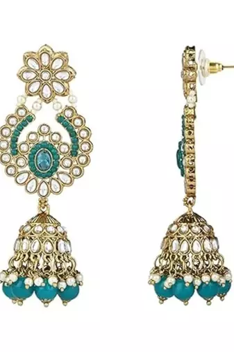 Traditional design handcrafted kundan & pearl earrings for women 