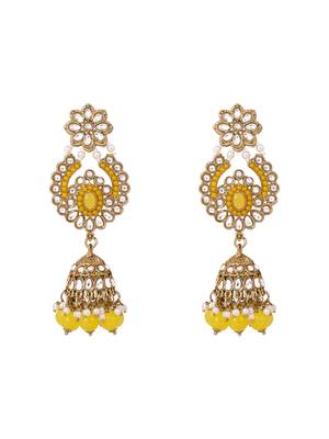 Traditional design handcrafted kundan & pearl earrings for women  1