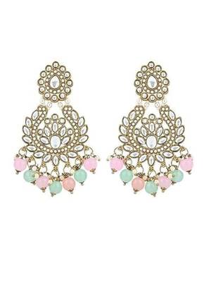 Traditional design handcrafted kundan & pearl earrings for women (e7276mul) 2