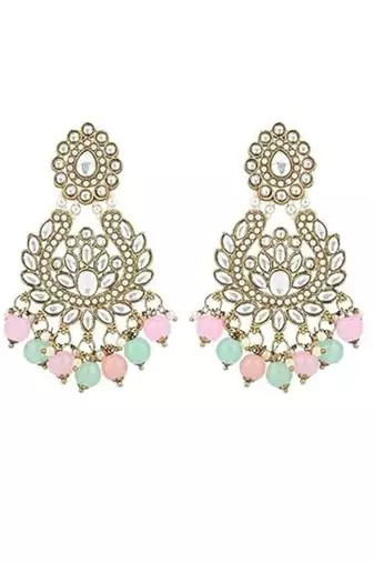Traditional design handcrafted kundan & pearl earrings for women (e7276mul)