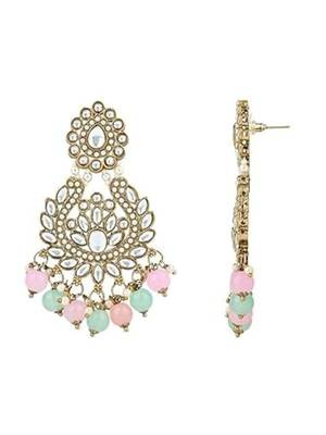 Traditional design handcrafted kundan & pearl earrings for women (e7276mul) 3