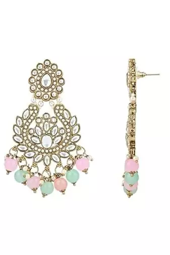 Traditional design handcrafted kundan & pearl earrings for women (e7276mul)