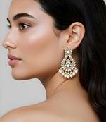 Traditional design handcrafted kundan & pearl earrings for women 