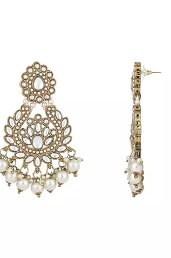 Traditional design handcrafted kundan & pearl earrings for women 