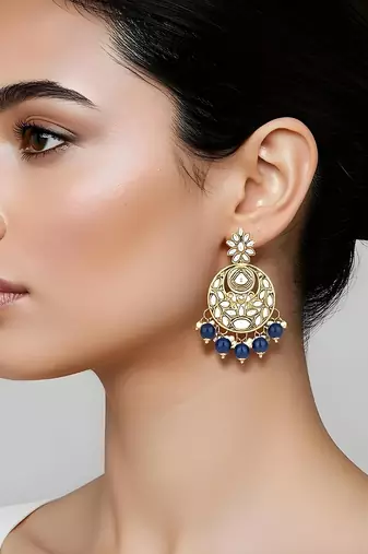 Traditional design handcrafted kundan & pearl earrings for women 