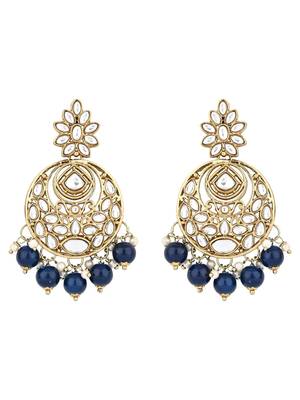 Traditional design handcrafted kundan & pearl earrings for women  3