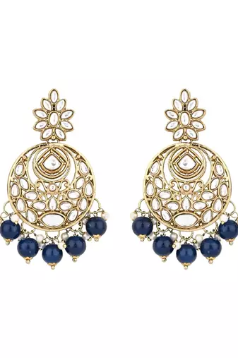 Traditional design handcrafted kundan & pearl earrings for women 