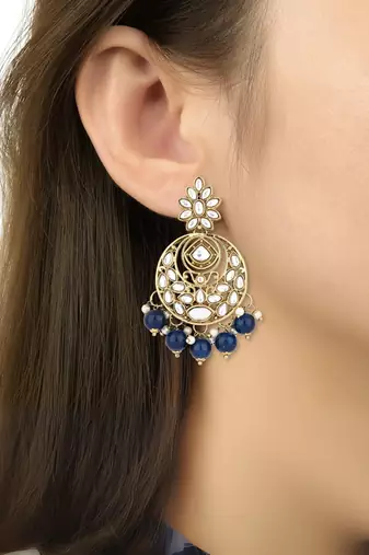 Traditional design handcrafted kundan & pearl earrings for women 