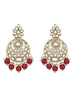 Traditional design handcrafted kundan & pearl earrings for women  2
