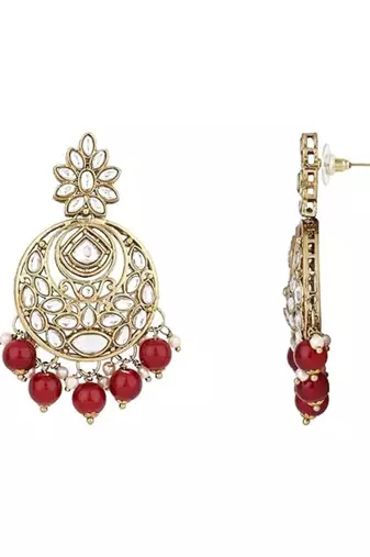 Traditional design handcrafted kundan & pearl earrings for women 
