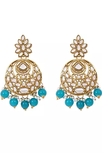 Traditional design handcrafted kundan & pearl earrings for women 