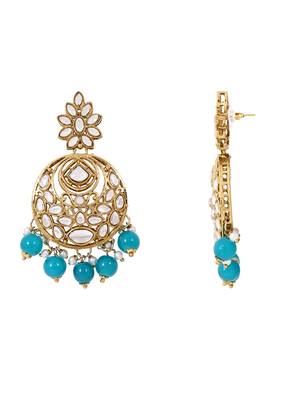 Traditional design handcrafted kundan & pearl earrings for women  3