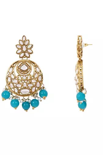 Traditional design handcrafted kundan & pearl earrings for women 
