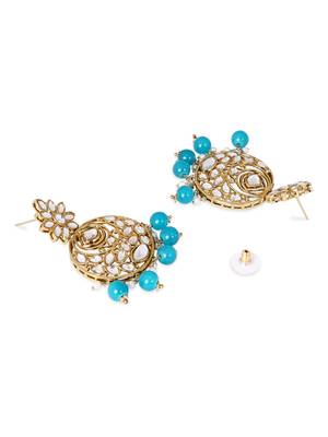 Traditional design handcrafted kundan & pearl earrings for women  4