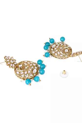 Traditional design handcrafted kundan & pearl earrings for women 