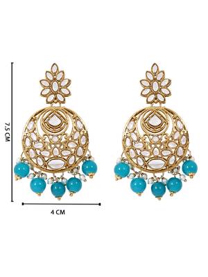 Traditional design handcrafted kundan & pearl earrings for women  5