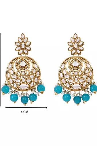 Traditional design handcrafted kundan & pearl earrings for women 
