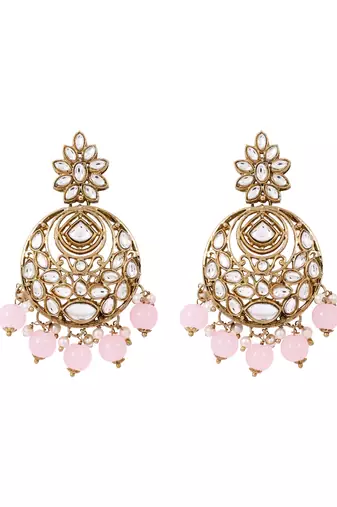 Traditional design handcrafted kundan & pearl earrings for women 