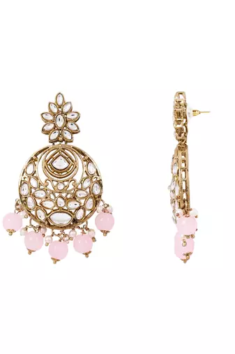 Traditional design handcrafted kundan & pearl earrings for women 