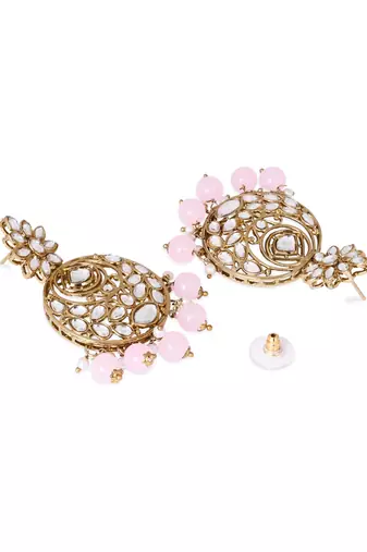Traditional design handcrafted kundan & pearl earrings for women 