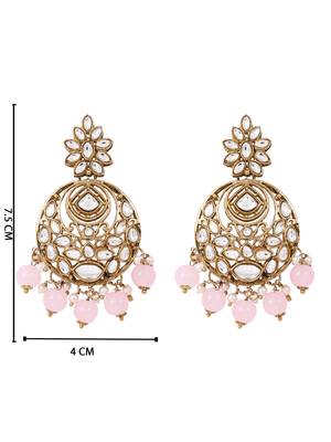 Traditional design handcrafted kundan & pearl earrings for women  5