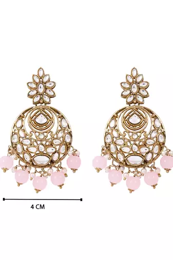 Traditional design handcrafted kundan & pearl earrings for women 