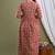 Red aaysa floral printed pure cotton flared maternity maxi dress