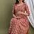 Red aaysa floral printed pure cotton flared maternity maxi dress