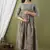 Olive green  floral printed  cotton flared maternity maxi dress