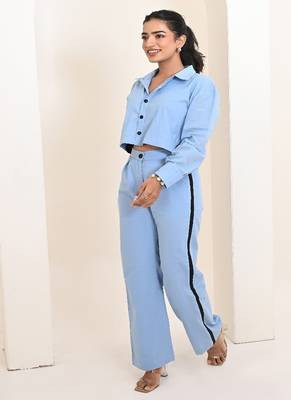 Ice blue cotton coord set 1