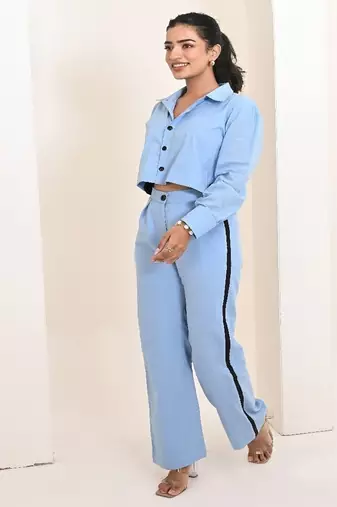 Ice blue cotton coord set