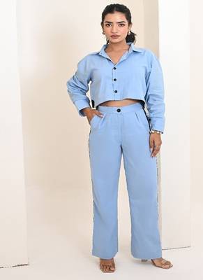 Ice blue cotton coord set 2