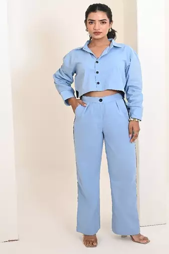 Ice blue cotton coord set