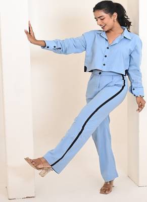 Ice blue cotton coord set 4