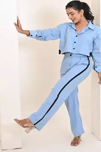 Ice blue cotton coord set